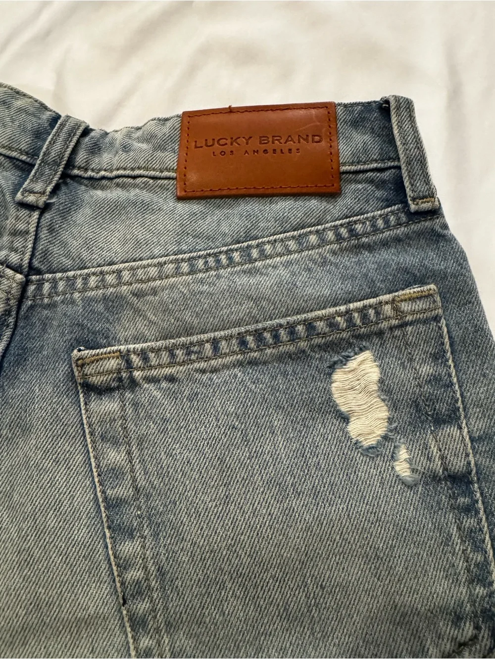 Lucky Brand Distressed Washed Blue Denim Shorts High Rise Size 0/25